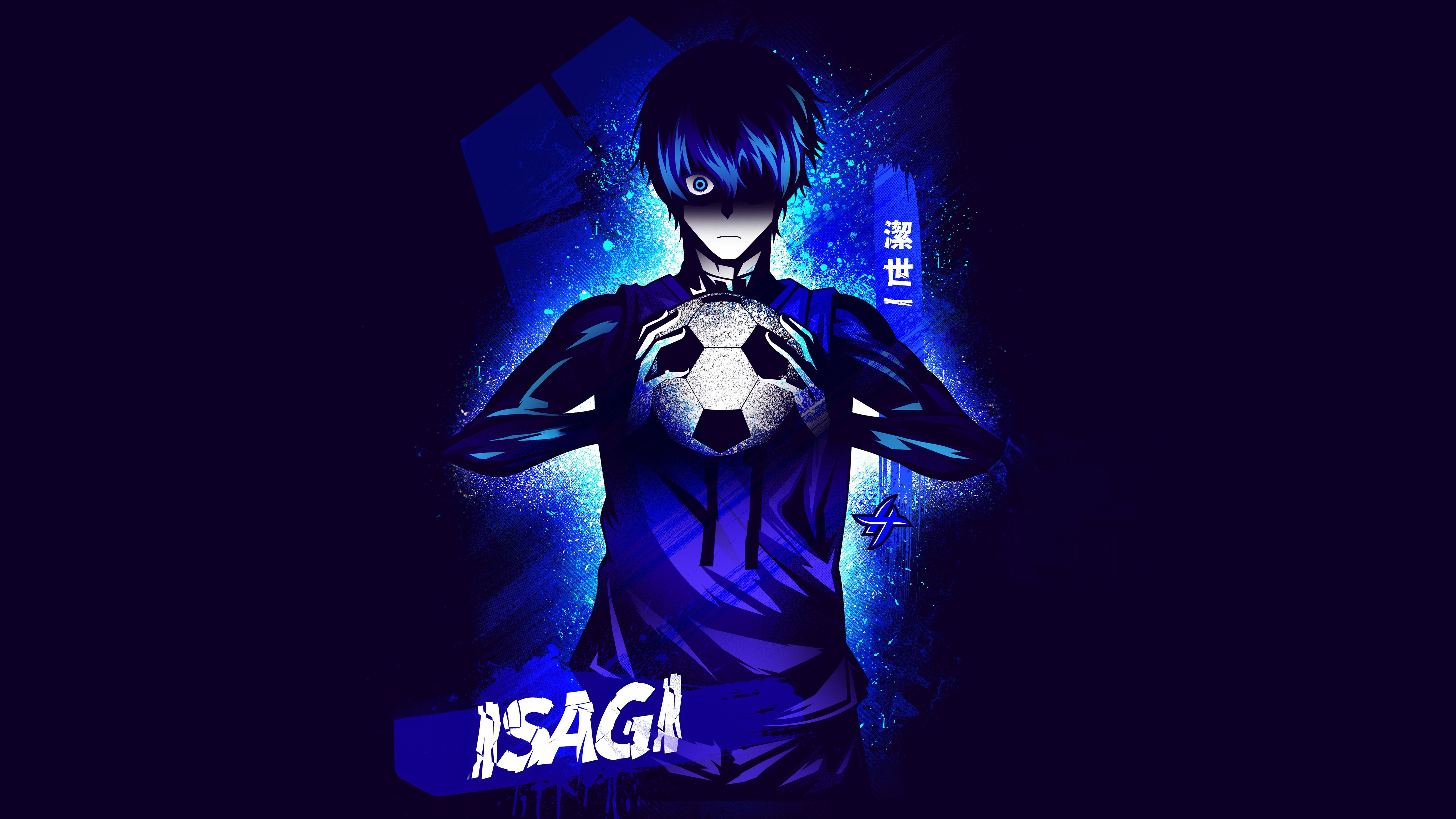 Yoichi Isagi, Estética azul, Equipo Z, Serie de anime, Blue Lock, 5K, Azul oscuro