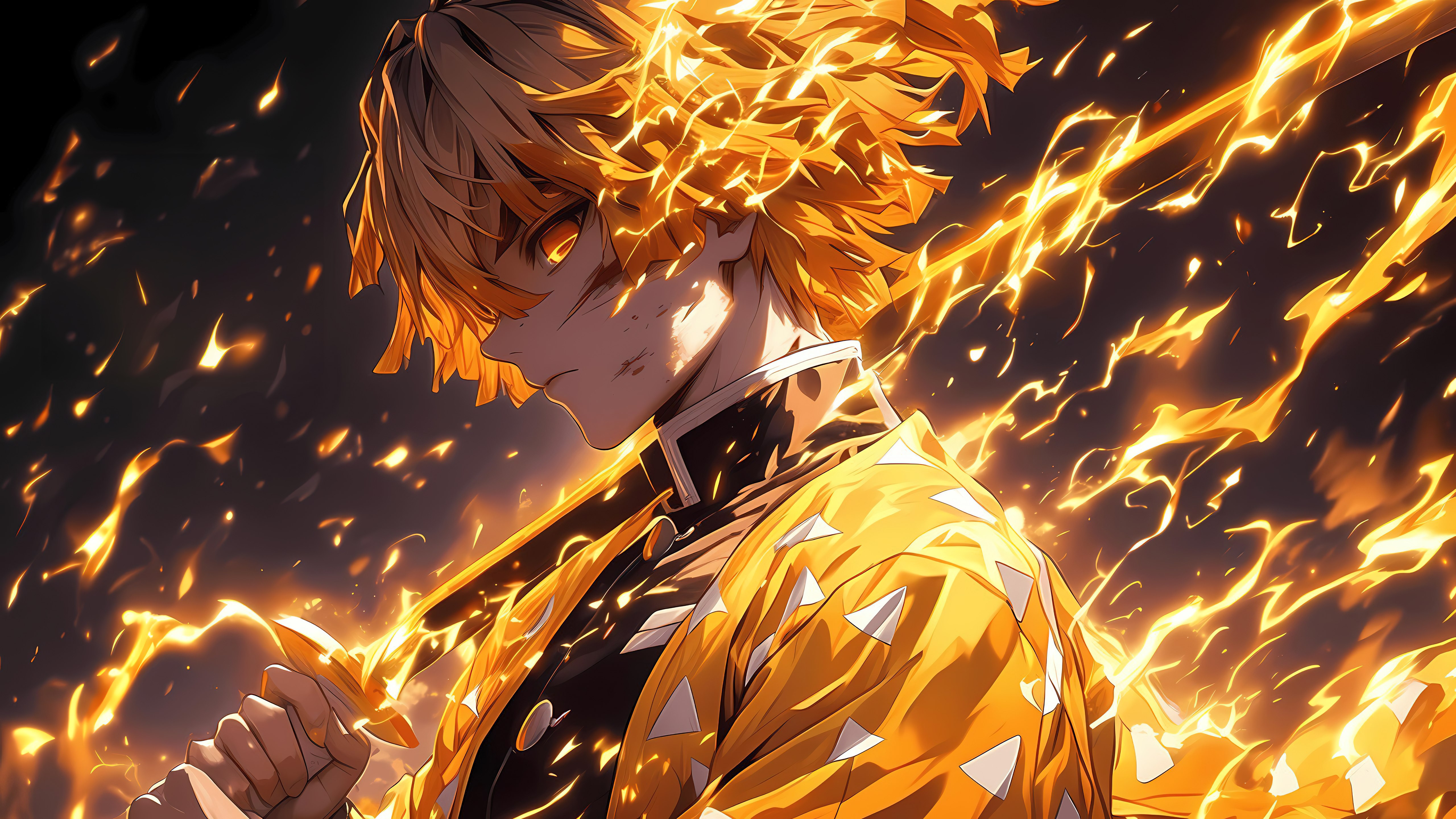Zenitsu Agatsuma, 5K, Demon Slayer: Kimetsu no Yaiba, Arte con IA